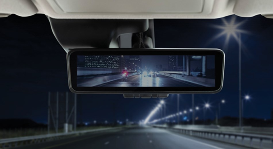 AUTOMATIC DIMMING REAR-VIEW MIRROR.-Vehicle Feature Image