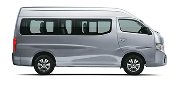 Sideview of silver Nissan Urvan